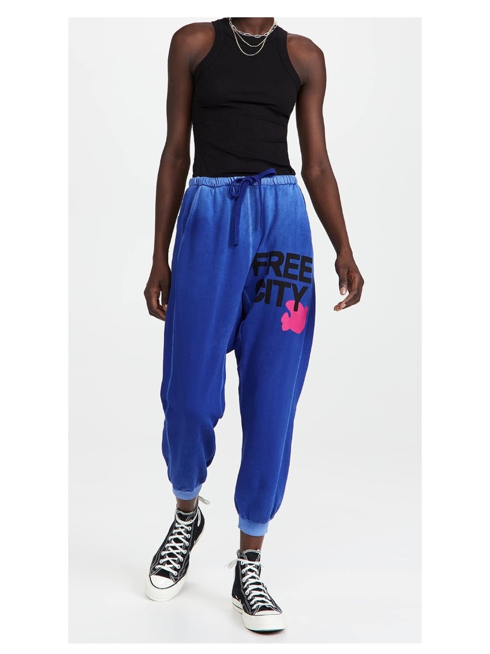 freecity Royal Blue Track Joggers with Pink Logo - Picture 4 of 15